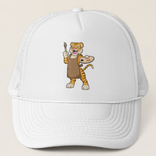 Casquette Tigre à la peinture avec peinture et pinceau