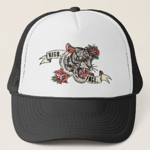 Casquette tigre banderole tattoo regd frce old school rose f