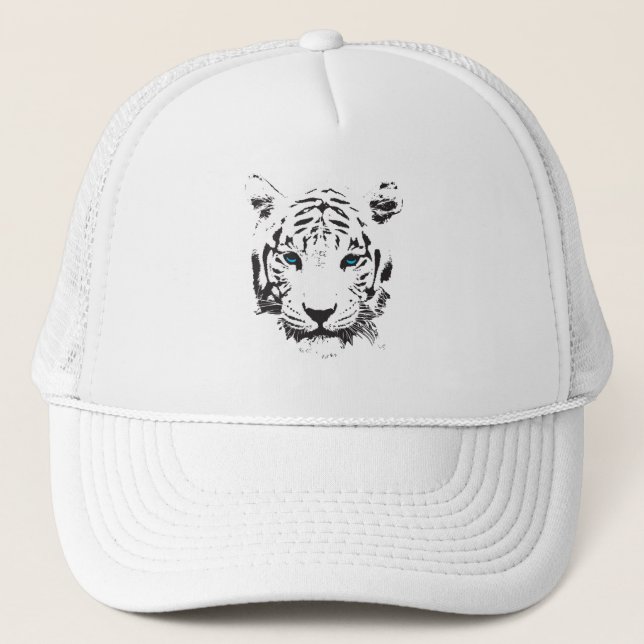 Casquette Tigre blanc aux yeux bleus (Devant)