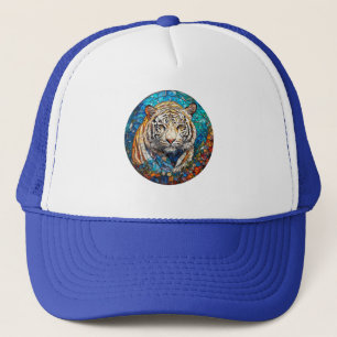 Casquette Tigre blanc dans un motif circulaire vibrant