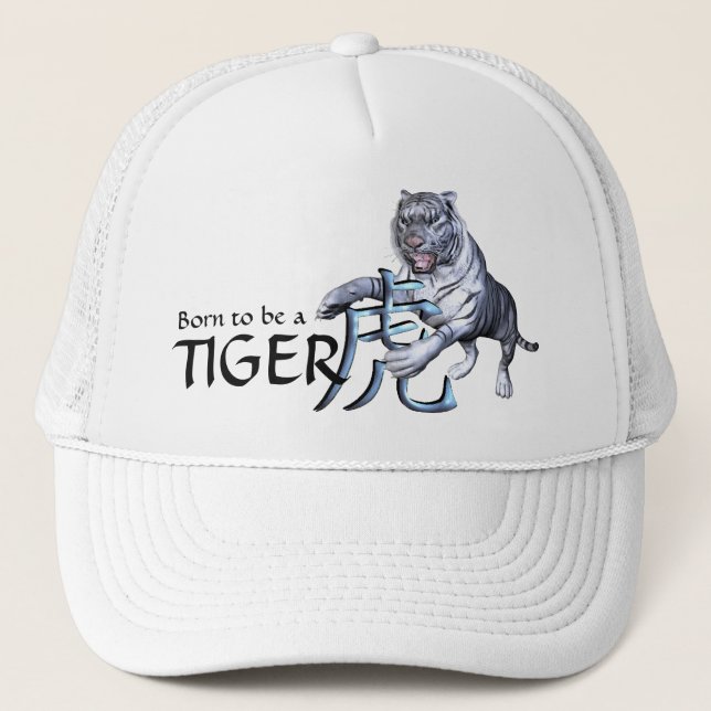 Casquette Tigre blanc et symbole chinois (Devant)
