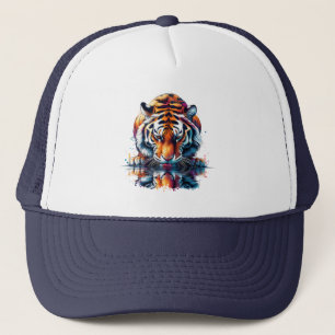 Casquette Tigre regardant son reflet dans l'eau