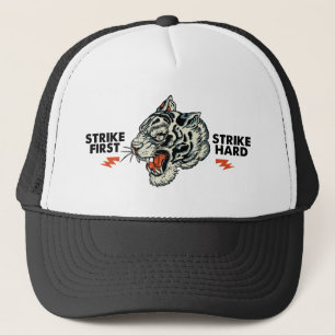 Casquette Tigre tattoo slogan strike first hard