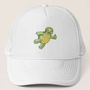 Casquette Tortue à la natation avec lunettes de natation