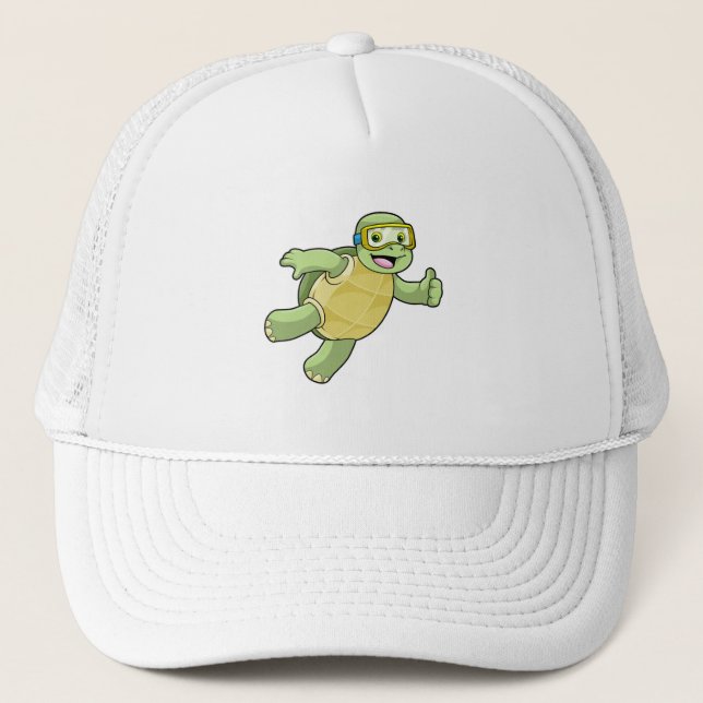 Casquette Tortue à la natation avec lunettes de natation (Devant)