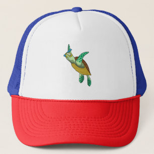 Casquette Tortue à la plongée avec tuba