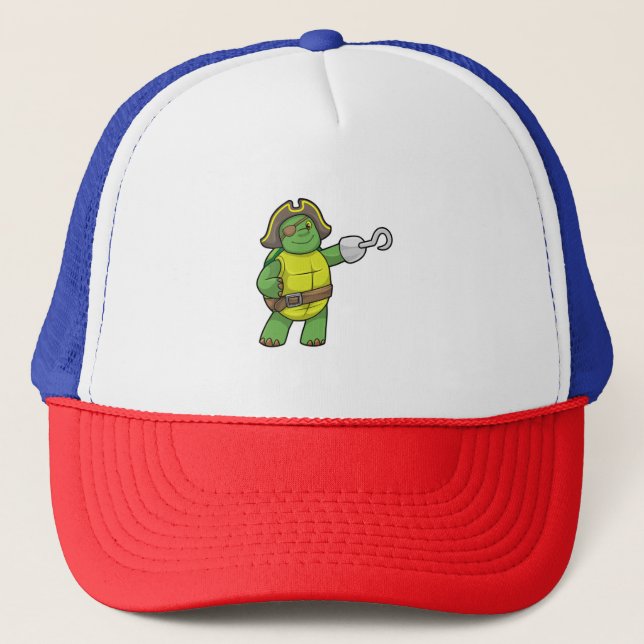 Casquette Tortue en pirate avec patchs main et oeil (Devant)