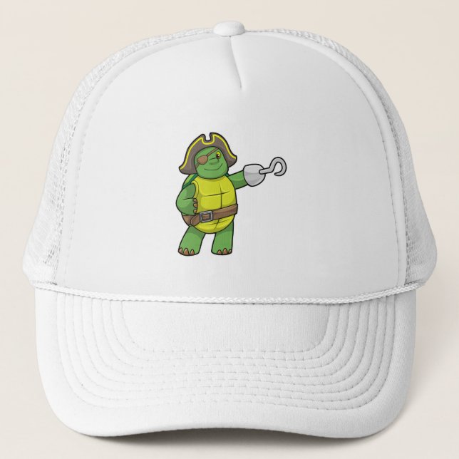 Casquette Tortue en pirate avec patchs main et oeil (Devant)