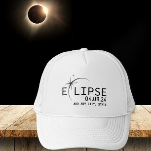Casquette Total Solaire Eclipse 2024 Ville personnalisée en 