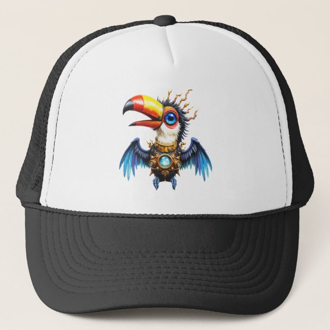 Casquette Toucan Steampunk au Clair de Lune.  (Devant)