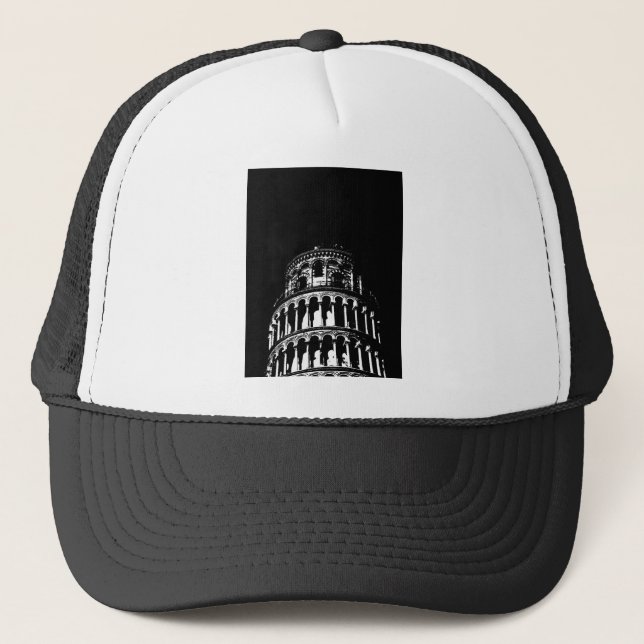 Casquette Tour blanche noire de Pise Italie (Devant)