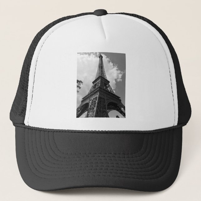 Casquette Tour Eiffel noir et blanc à Paris (Devant)
