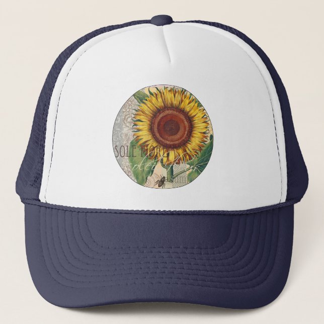 Casquette Tournesol Vintage Damas Fleur Motif Art (Devant)