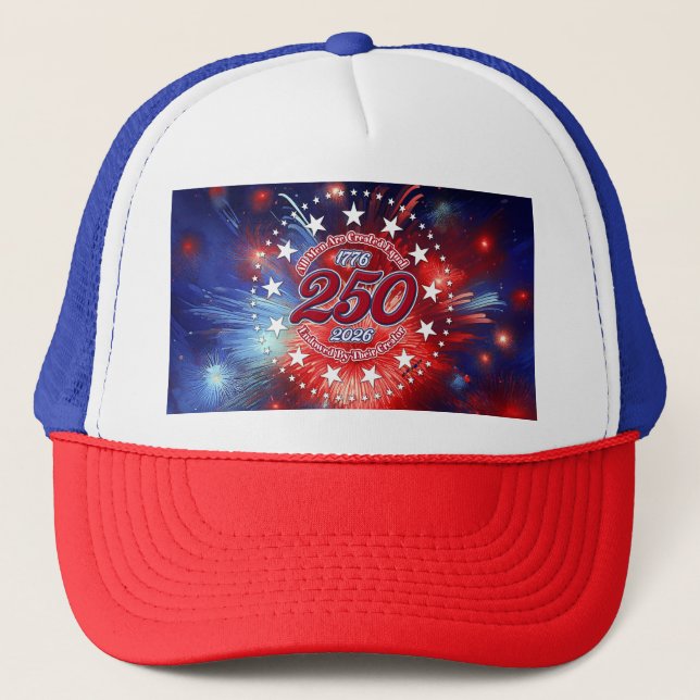 Casquette Tous les hommes sont créés graphiques feux d'artif (Devant)
