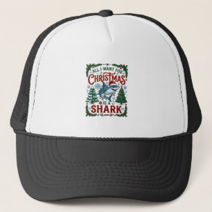 Casquette Tous veulent des arbres de pin de requin de Noël