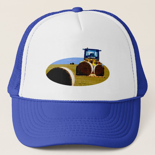 Casquette Tracteur Avec Peinture À L'Huile De Balles De Foin (Devant)