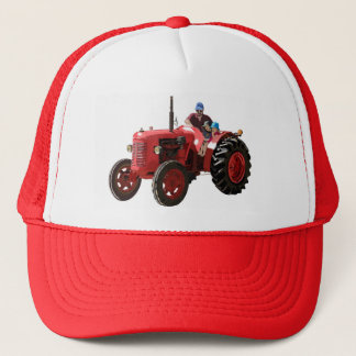 Casquette tracteur rouge vintage reconstitué