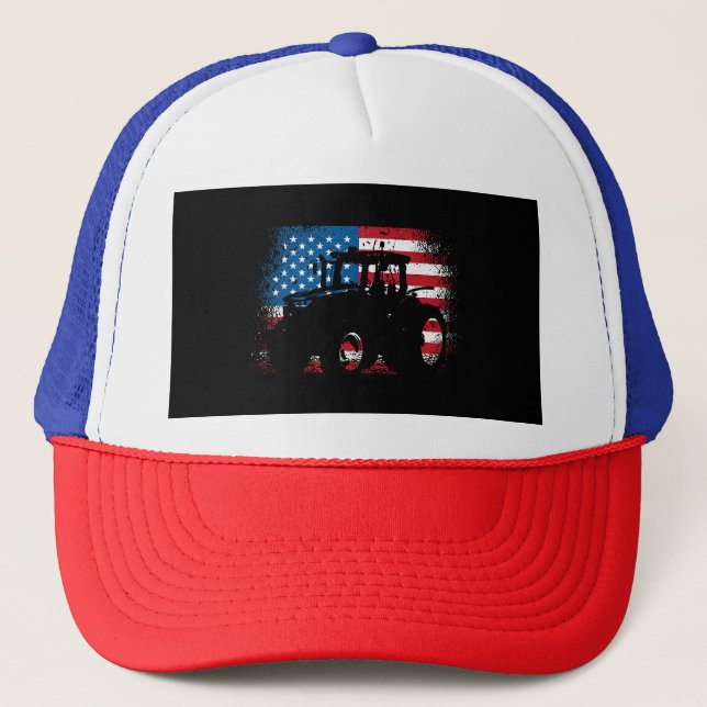 Casquette Tractor USA Drapeau design pour Patriotic Farmer (Devant)
