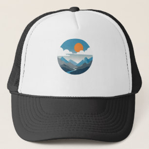 Casquette Tranquil Horizon Art du paysage montagneux minim