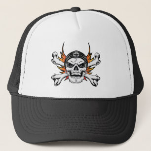 Casquette Traverses du crâne avec ailes flamboyantes