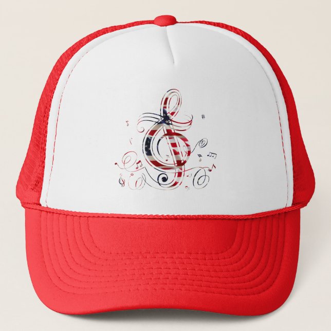 Casquette Treble Clef USA Flag Trucker Hat (Devant)