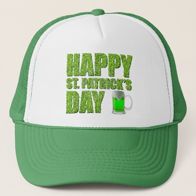 Casquette Trèfles & Bière Verte Joyeuse Fête de la Saint-Pat (Devant)