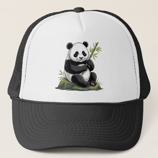 Casquette Trendy Cute Panda Bear With Greenery Bamboo  (Devant)