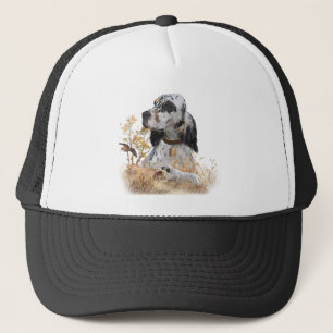 Casquette Tri Couleur Anglais Setter Art, chasse en bois