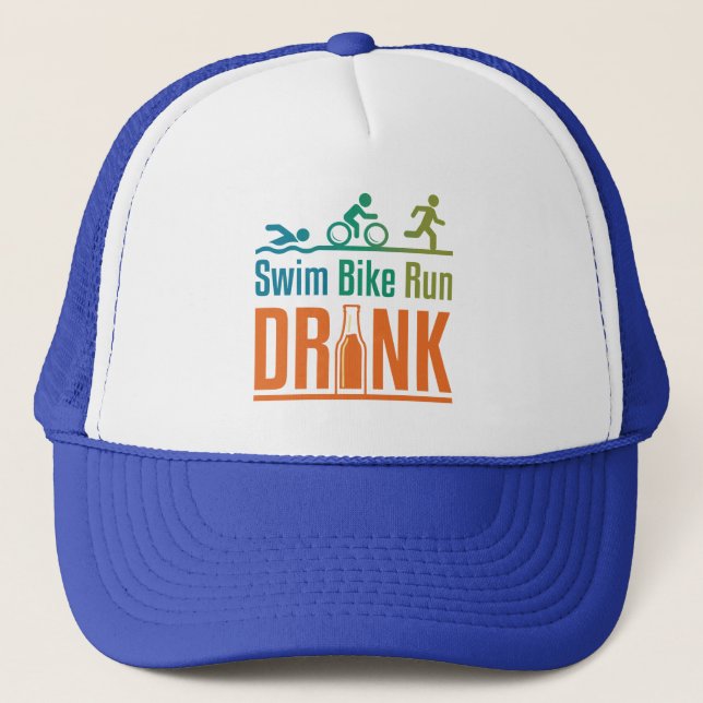 Casquette Triathlon drôle de natation de vélo de course à pi (Devant)