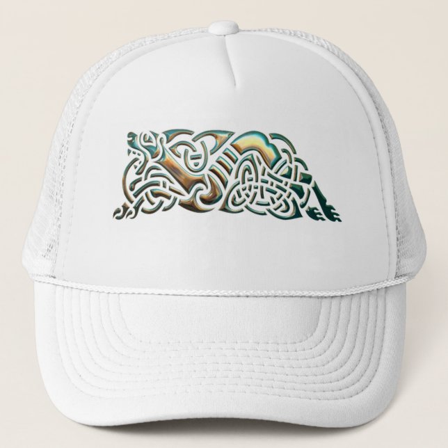 Casquette Tribal Celtique Turquoise & Or (Devant)