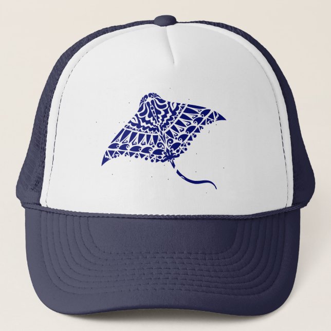Casquette Tribal Manta Ray Cool Bleu Blanc (Devant)