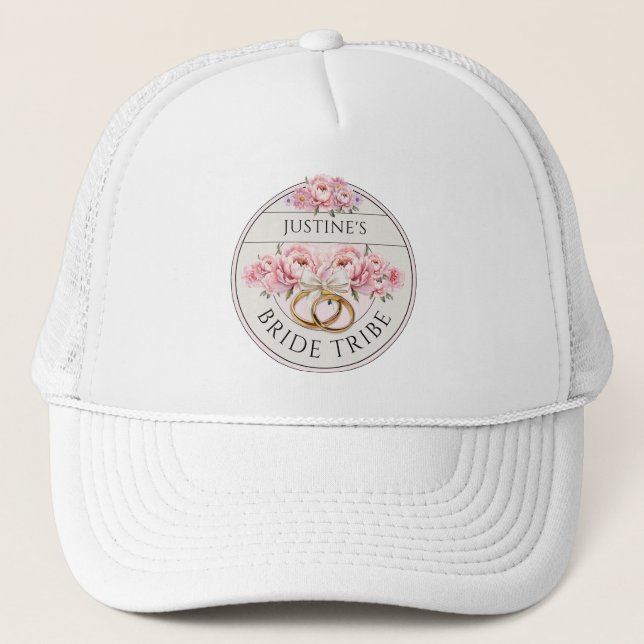 Casquette Tribu de mariée fleurs personnalisées (Devant)