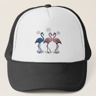 Casquette Trio de flamants patriotiques dessin de gravure vi