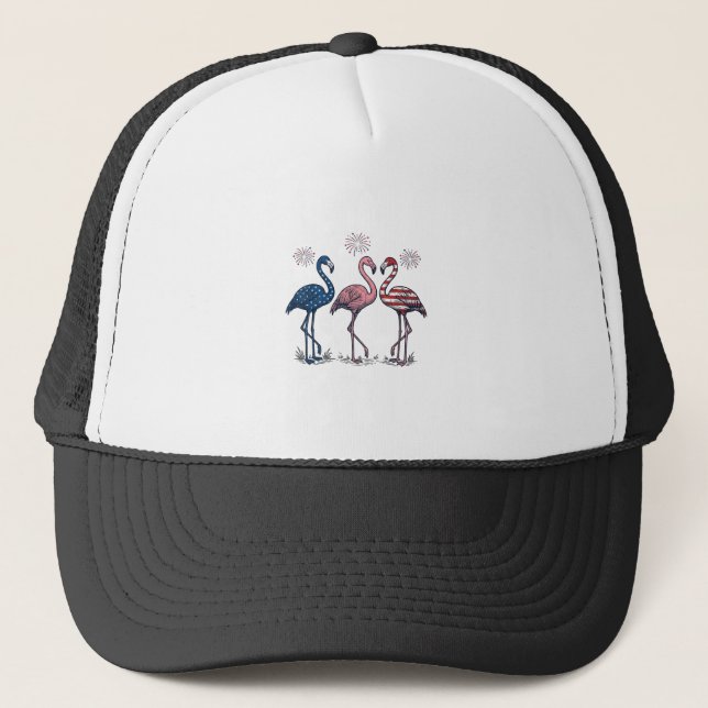 Casquette Trio de flamants patriotiques dessin de gravure vi (Devant)