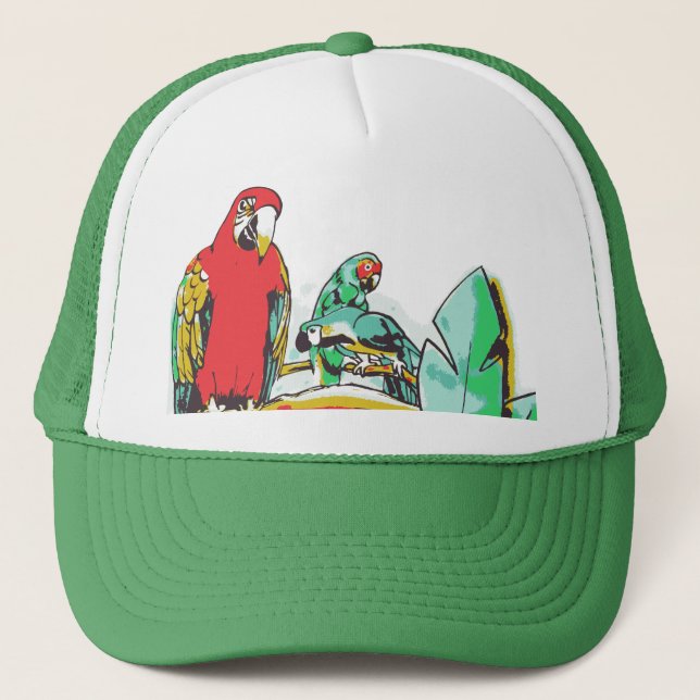 Casquette Trio de perroquets (Devant)
