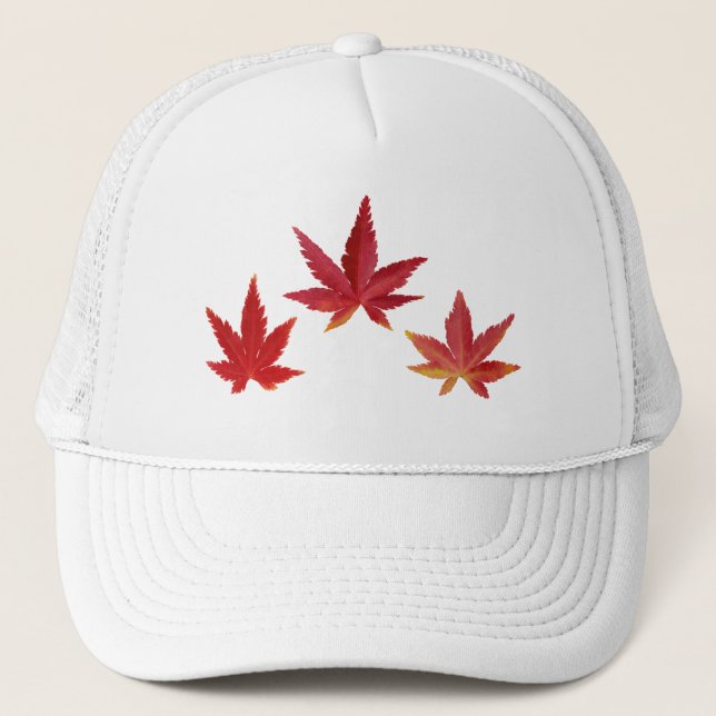 Casquette Trois feuilles rouges en chute (Devant)