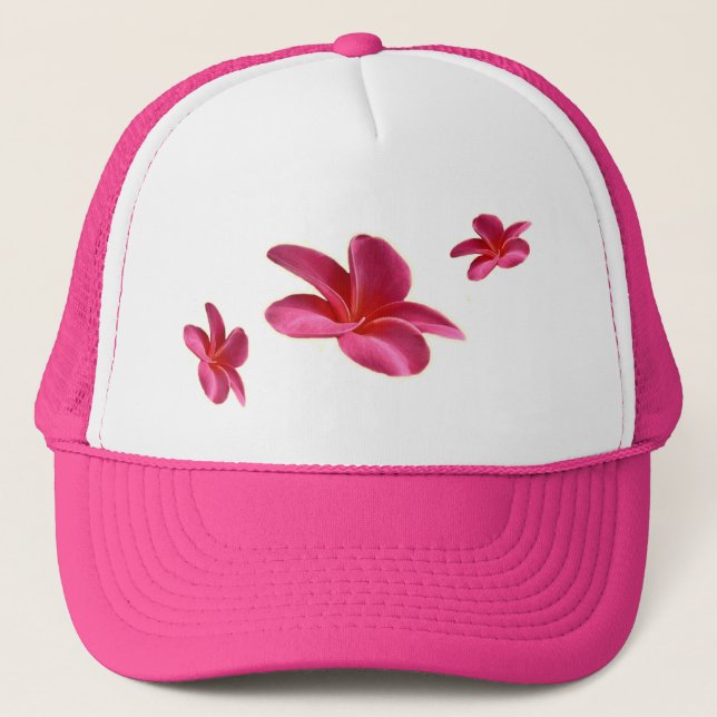 Casquette Trois Fleurs Frangipani Roses, (Devant)
