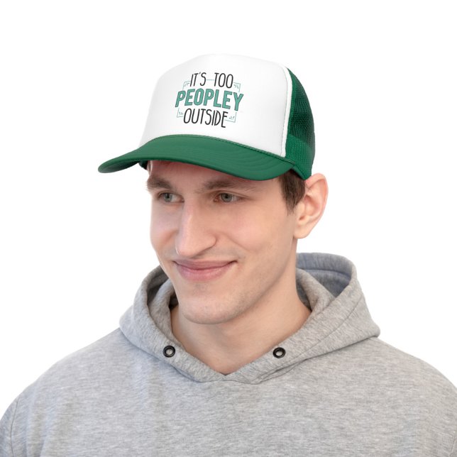 Casquette Trop de gens en dehors de l'introduction de l'anné (Introverts Green White Trucker Hat)