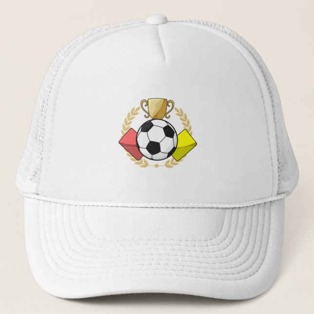 Casquette Trophée de football rouge et jaune (Devant)