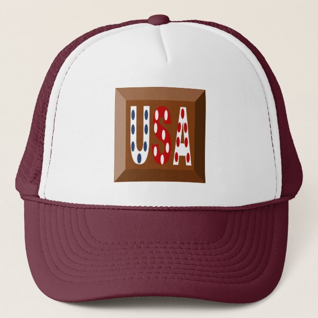 CASQUETTE TRUCKER  BLANC MARRON TOP DESIGN   USA (Devant)
