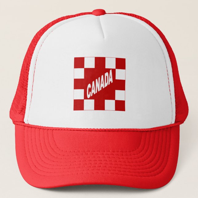 Casquette Trucker  blanc rouge   DESIGN CANADA (Devant)