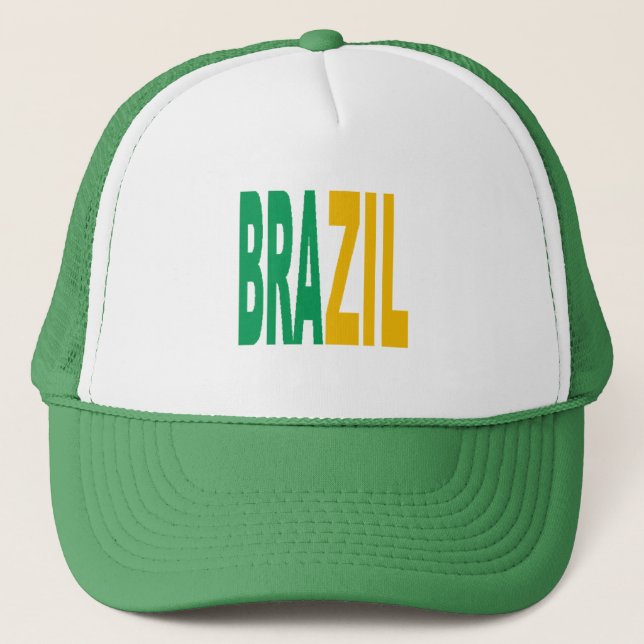 Casquette Trucker blanc vert BRAZIL (Devant)