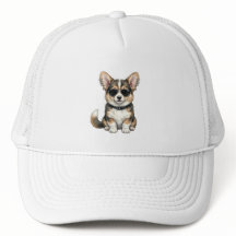 Trucker Hat Punk Corgi in Sunglasses Edgy Dog Art
