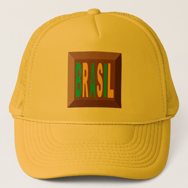 CASQUETTE   TRUCKER   JAUNE    BRASIL  CHOCOLAT (Devant)
