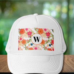 Casquette Trucker Monogramme Floral Orange