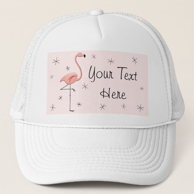Casquette Trucker rose Flamant rose "Texte" chapeau rose (Devant)