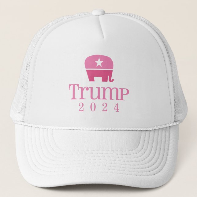 Casquette Trump 2024 Eléphant rose mignon (Devant)