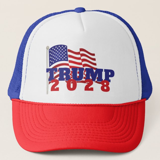 Casquette Trump 2028 avec drapeau américain (Devant)