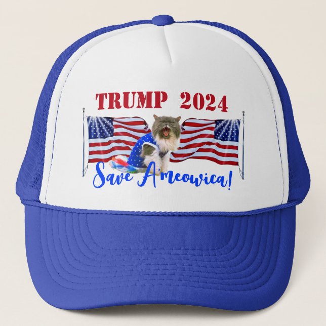 Casquette TRUMP fur A'meowica ! Chapeau Chat Chat Cute (Devant)