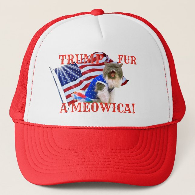 Casquette TRUMP fur A'meowica ! Chat (Devant)